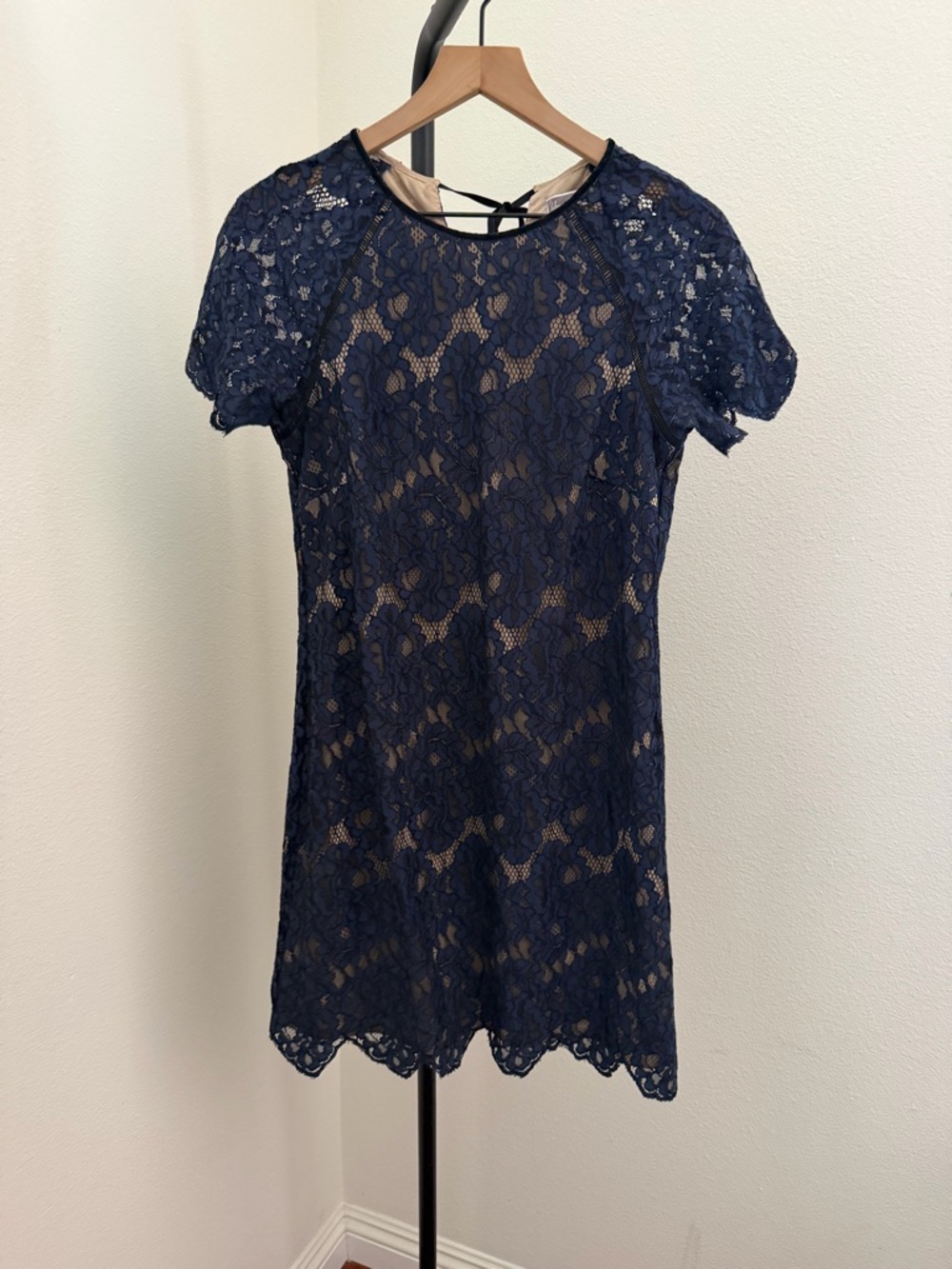 Chelsea & Violet Navy Lace Short-Sleeve Mini Dress - Picture 2 of 5